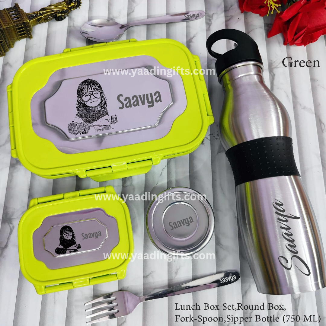Customized Lunch Box Set With Photo & Bottle - Kids Combo