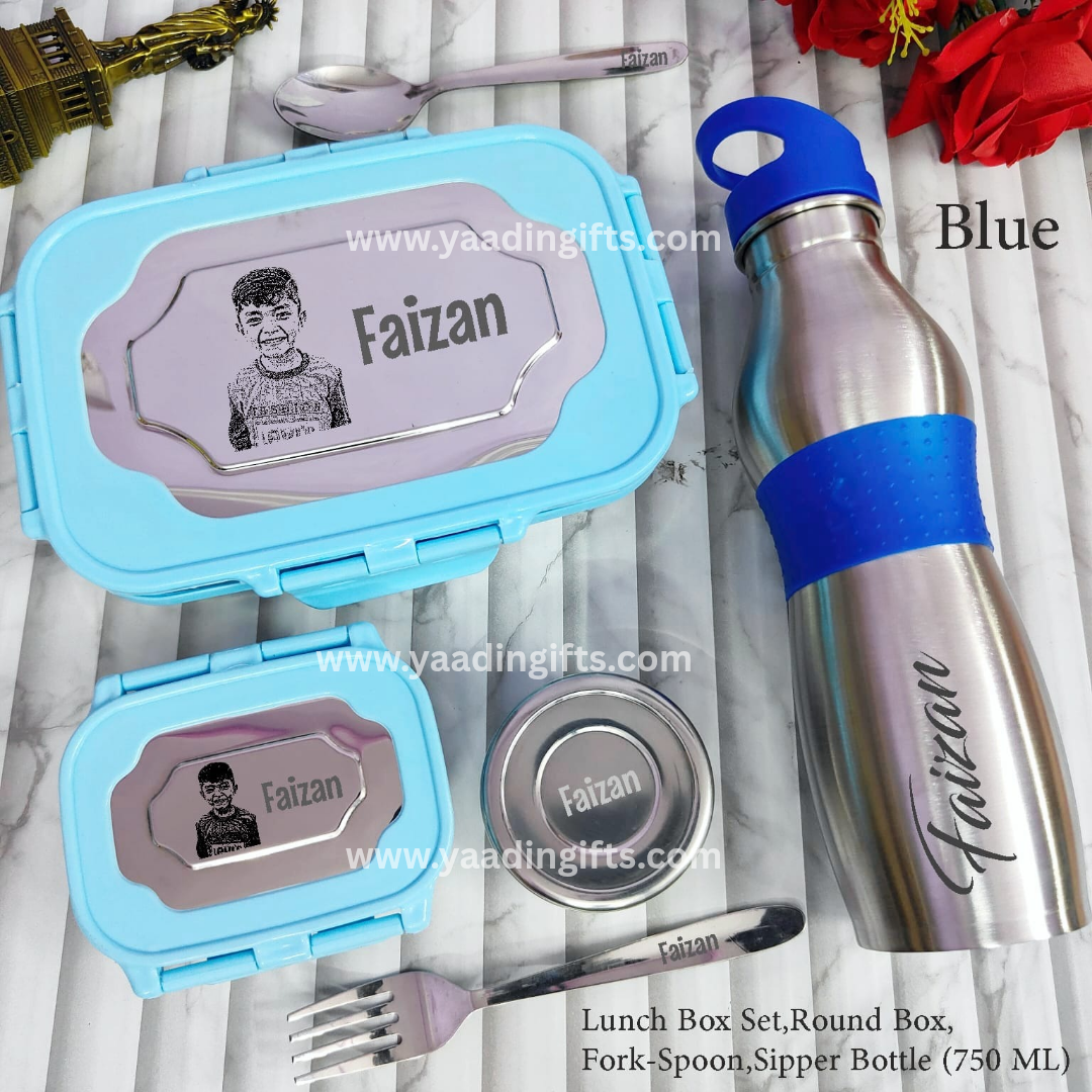 Customized Lunch Box Set With Photo & Bottle - Kids Combo