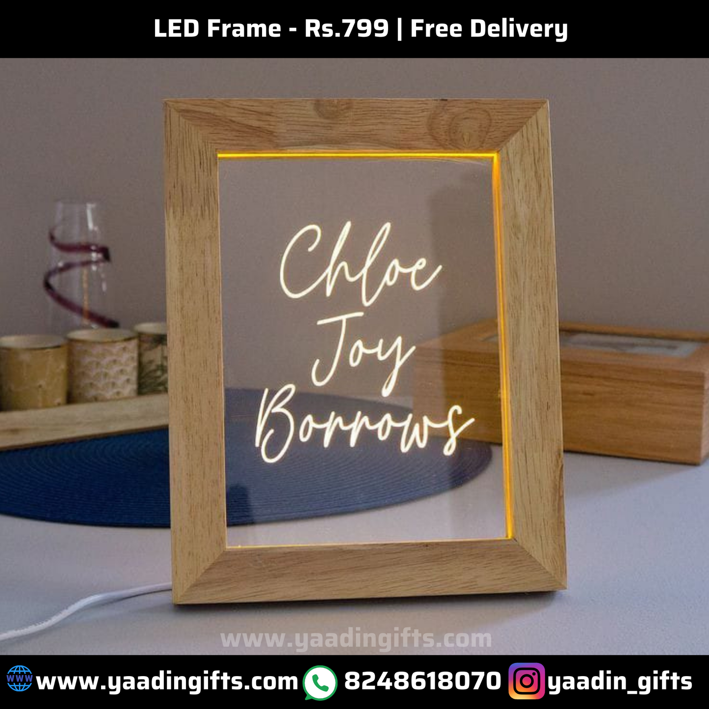 LED name frame