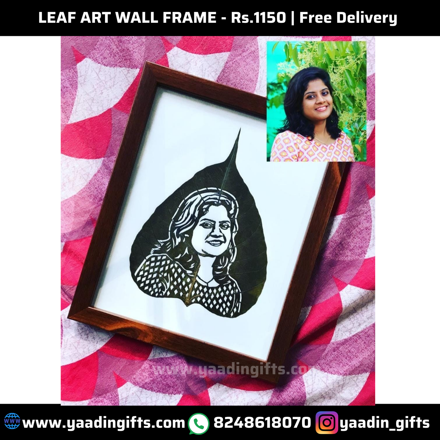 Leaf art with wall frame