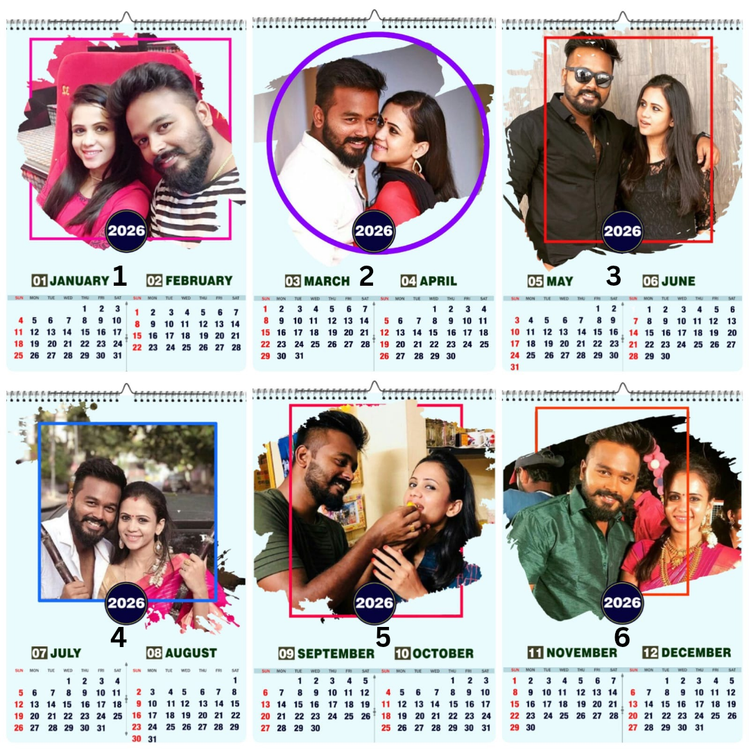 6 sheet month calender