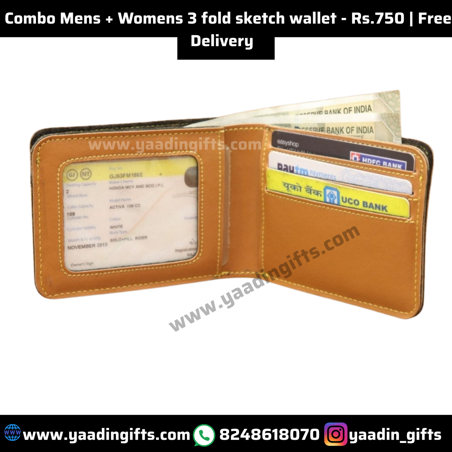 Combo mens + womens photo sketch wallet