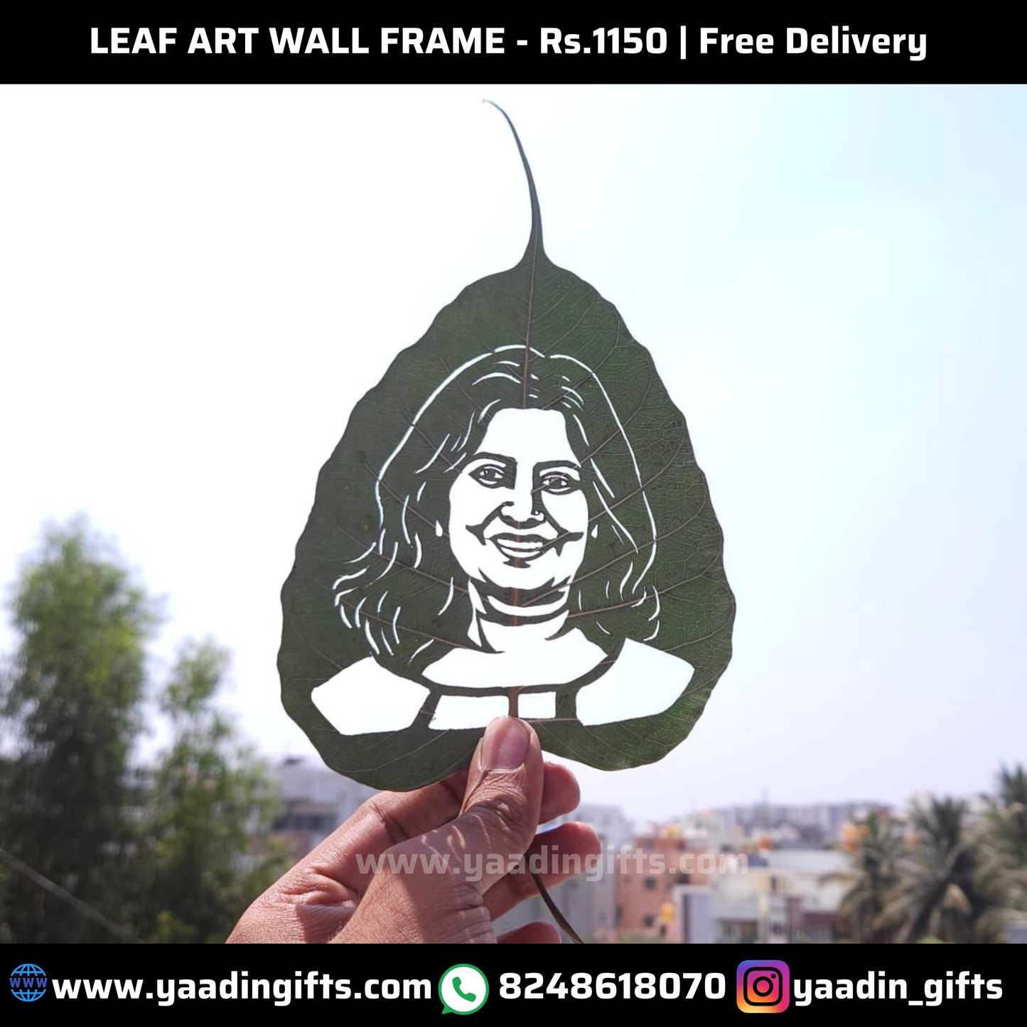 Leaf art with wall frame