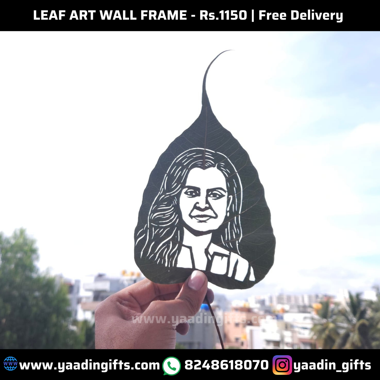 Leaf art with wall frame
