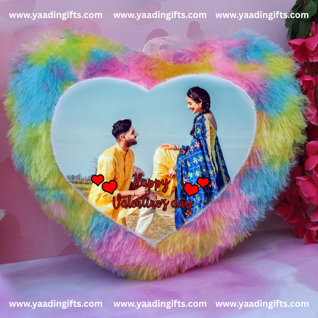 Rainbow heart cushion