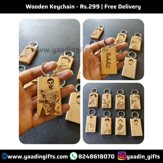 Wooden photo keychain