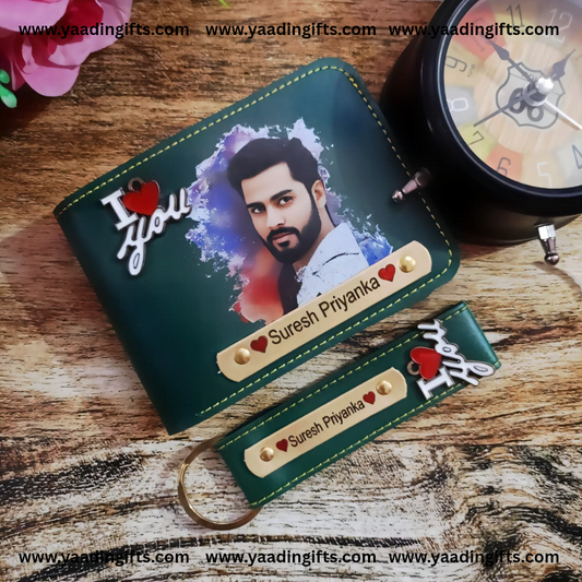 Mens Photo wallet + keychain combo