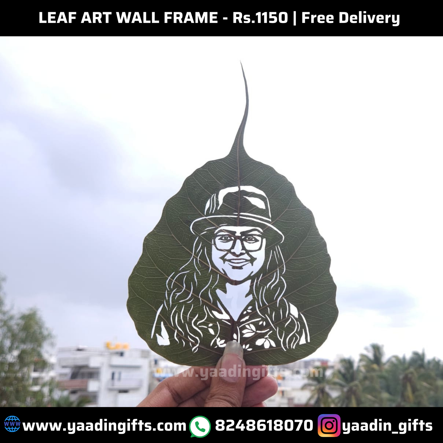Leaf art with wall frame