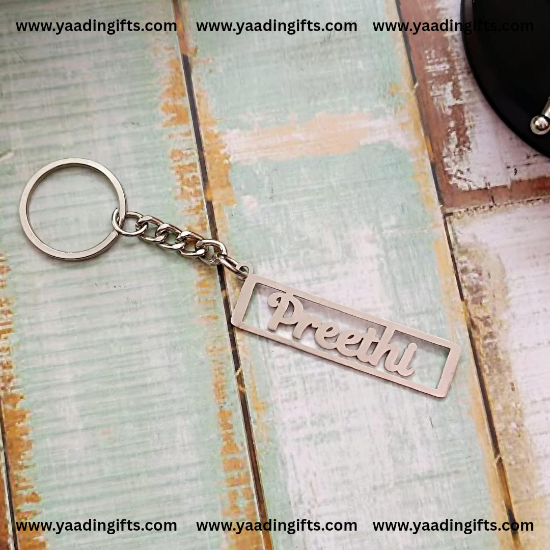 Steel name keychain