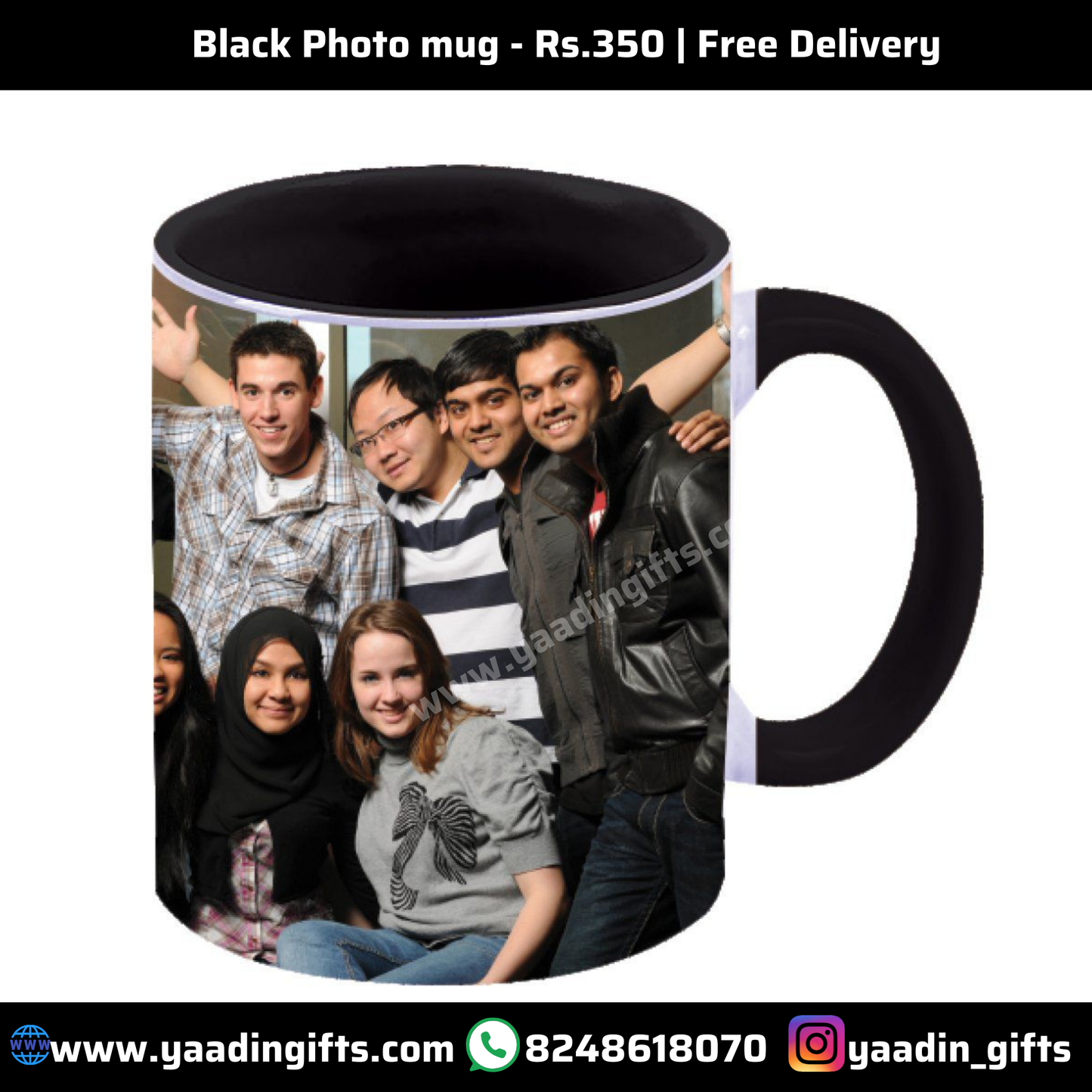 Black photo mug