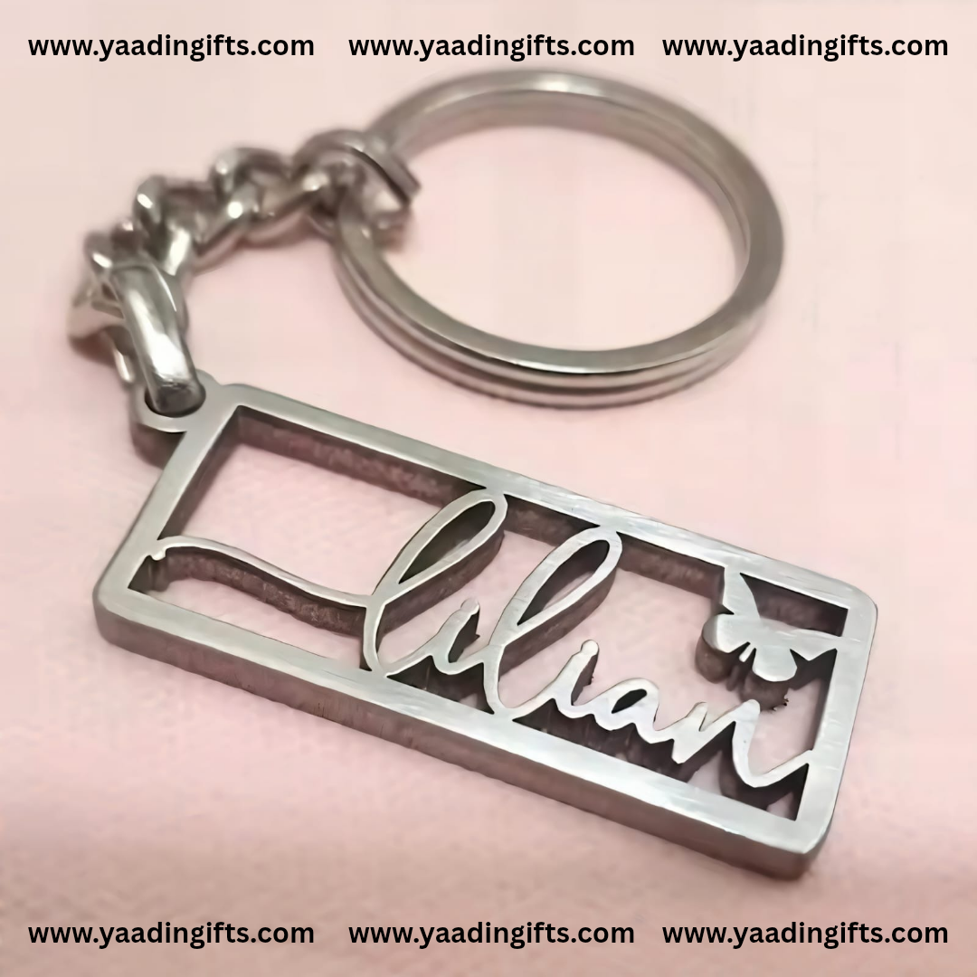 Steel name keychain