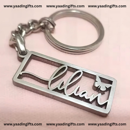 Steel name keychain