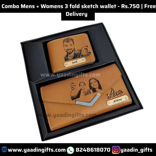 Combo mens + womens photo sketch wallet