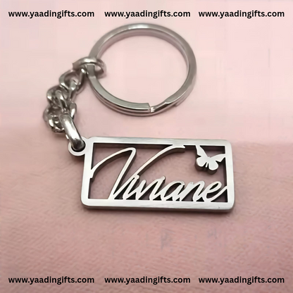 Steel name keychain