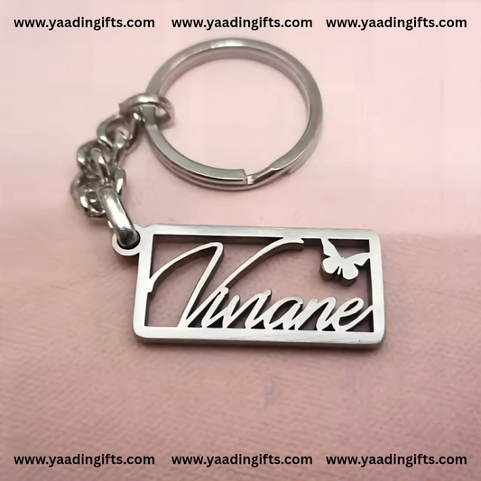 Steel name keychain