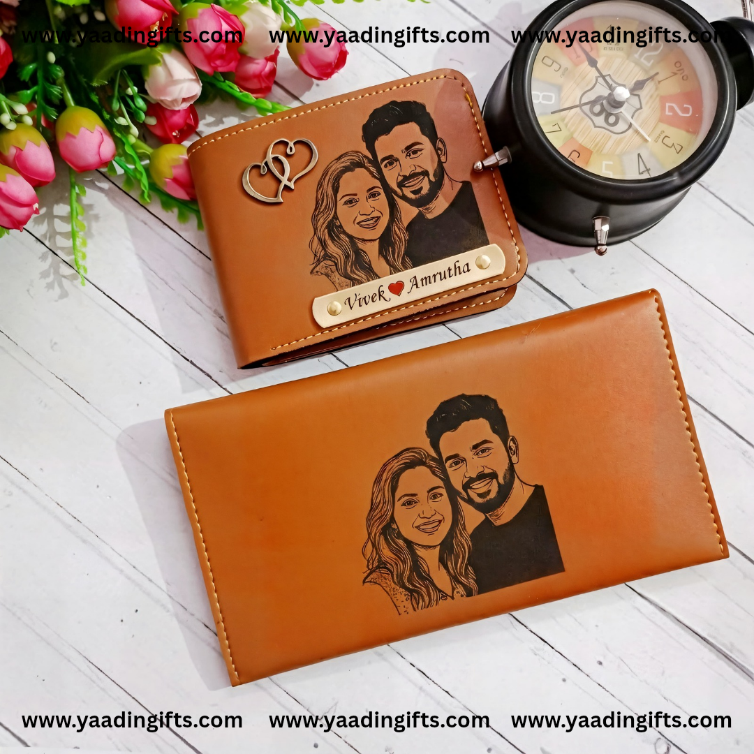 Couples photo sketch wallet - C