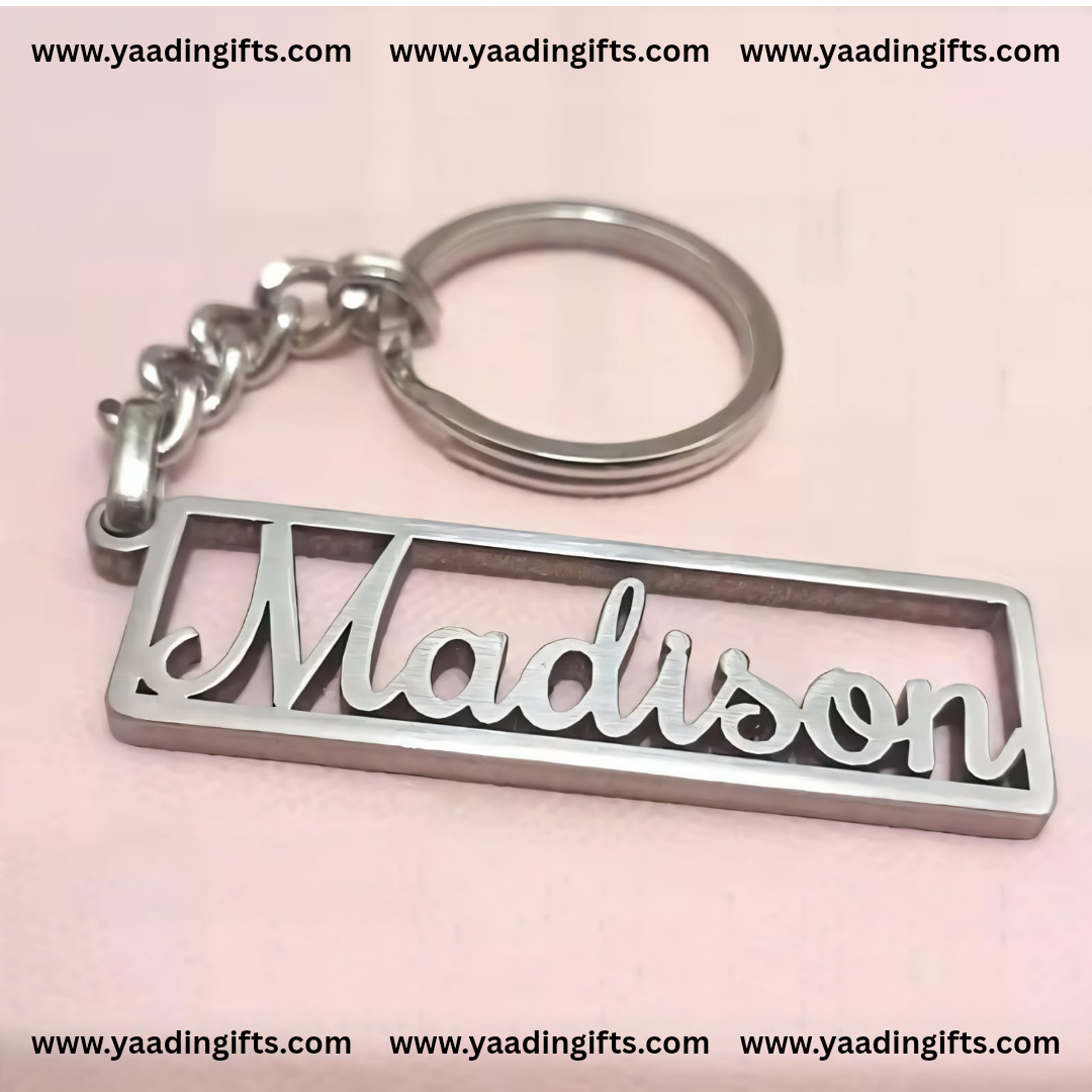 Steel name keychain