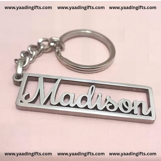 Steel name keychain