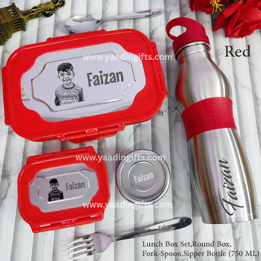 Customized Lunch Box Set With Photo & Bottle - Kids Combo