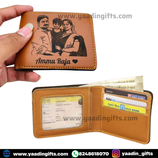 Photo Sketch Engraved Mens Wallet