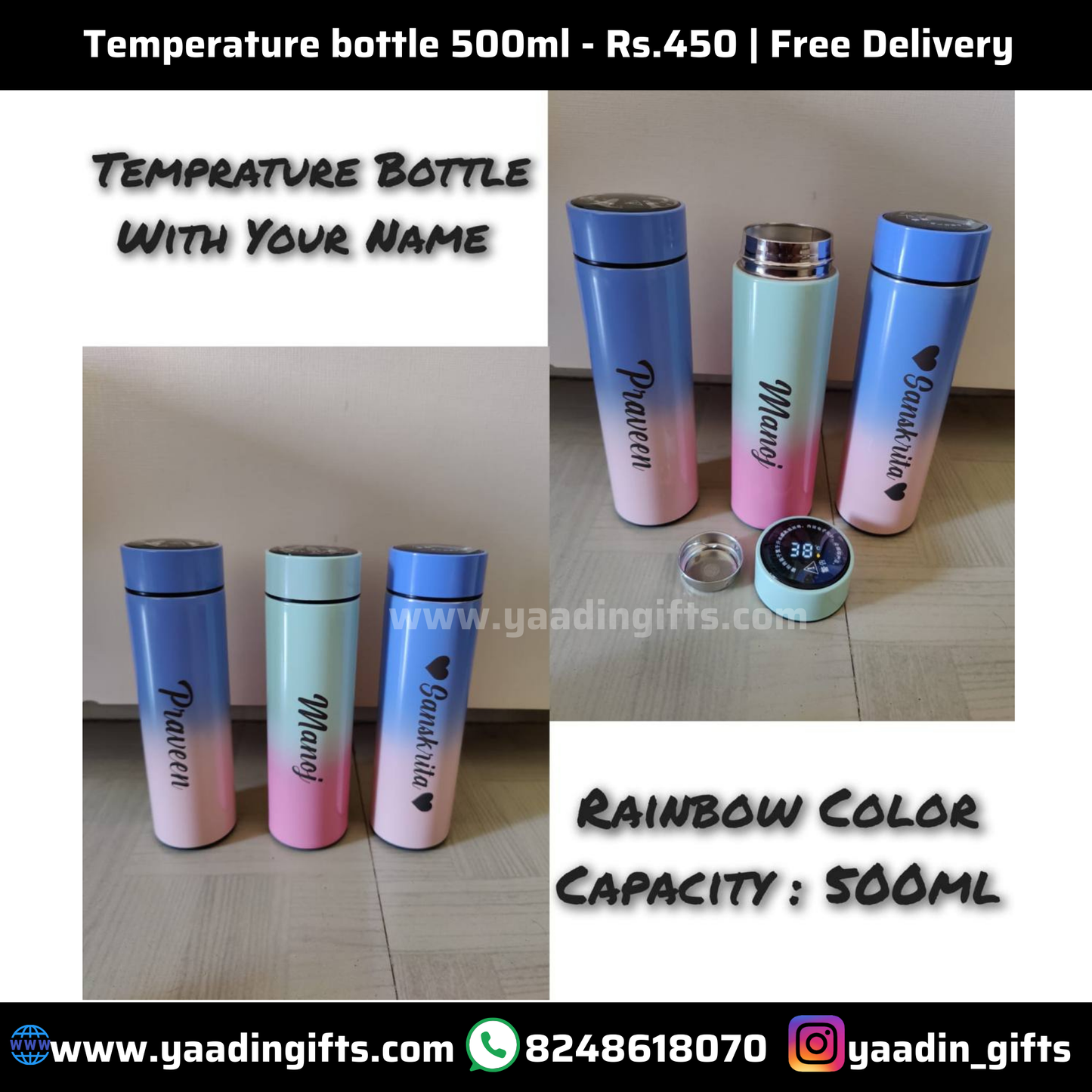 Multicolour temperature bottle