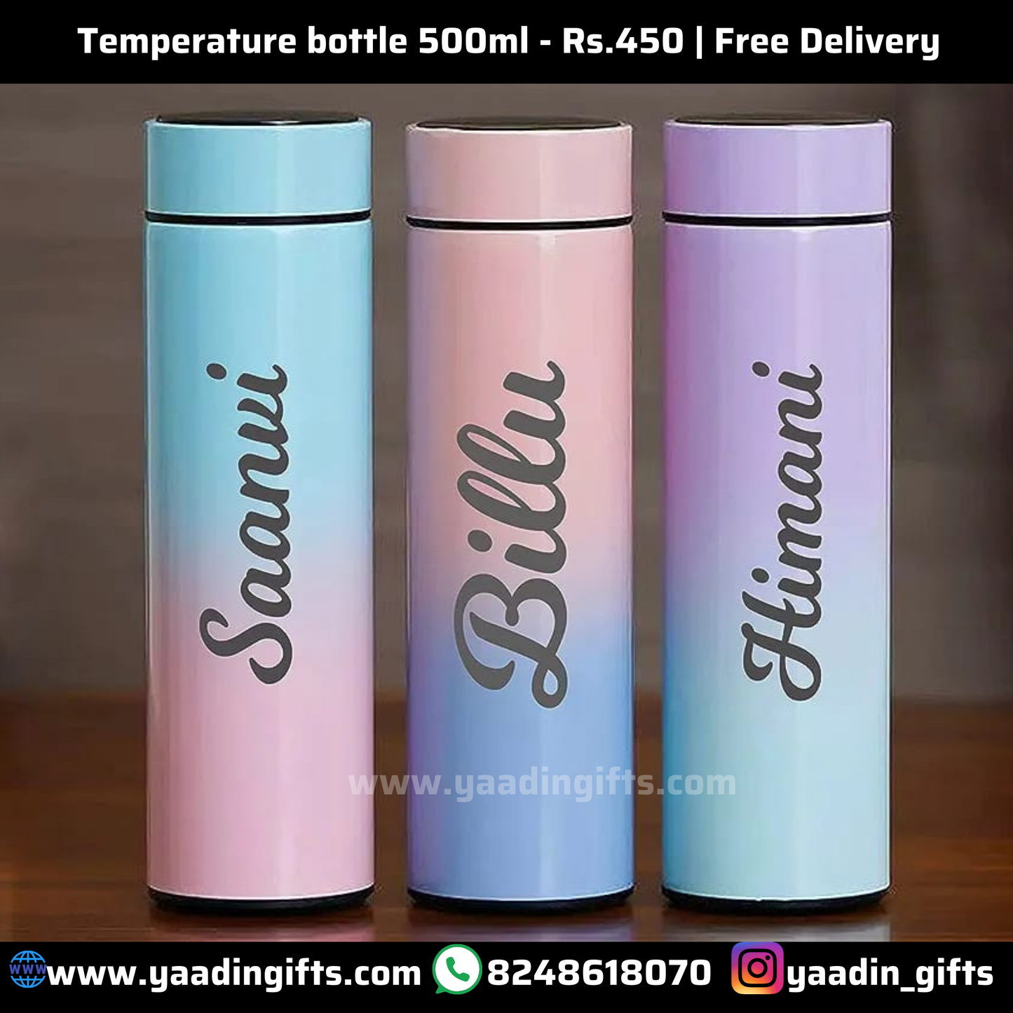 Multicolour temperature bottle