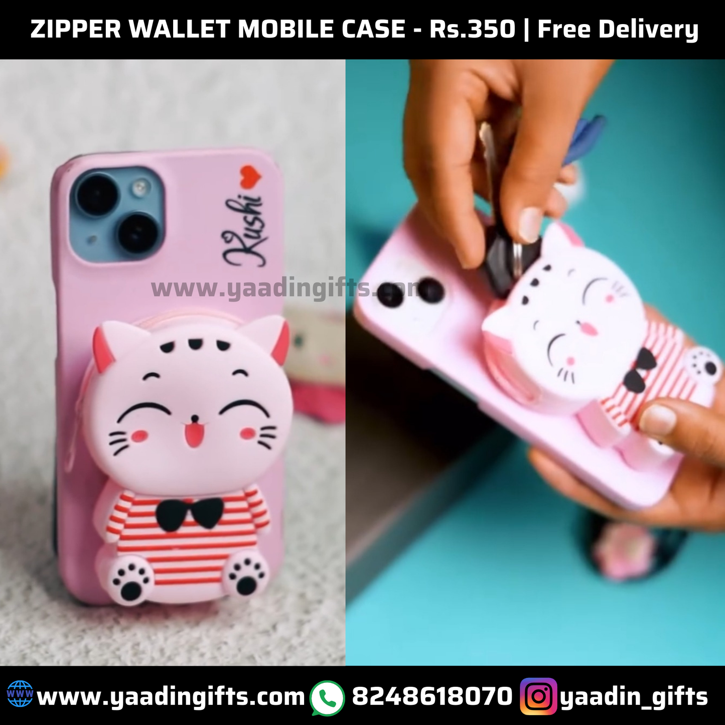 Zipper wallet mobile case