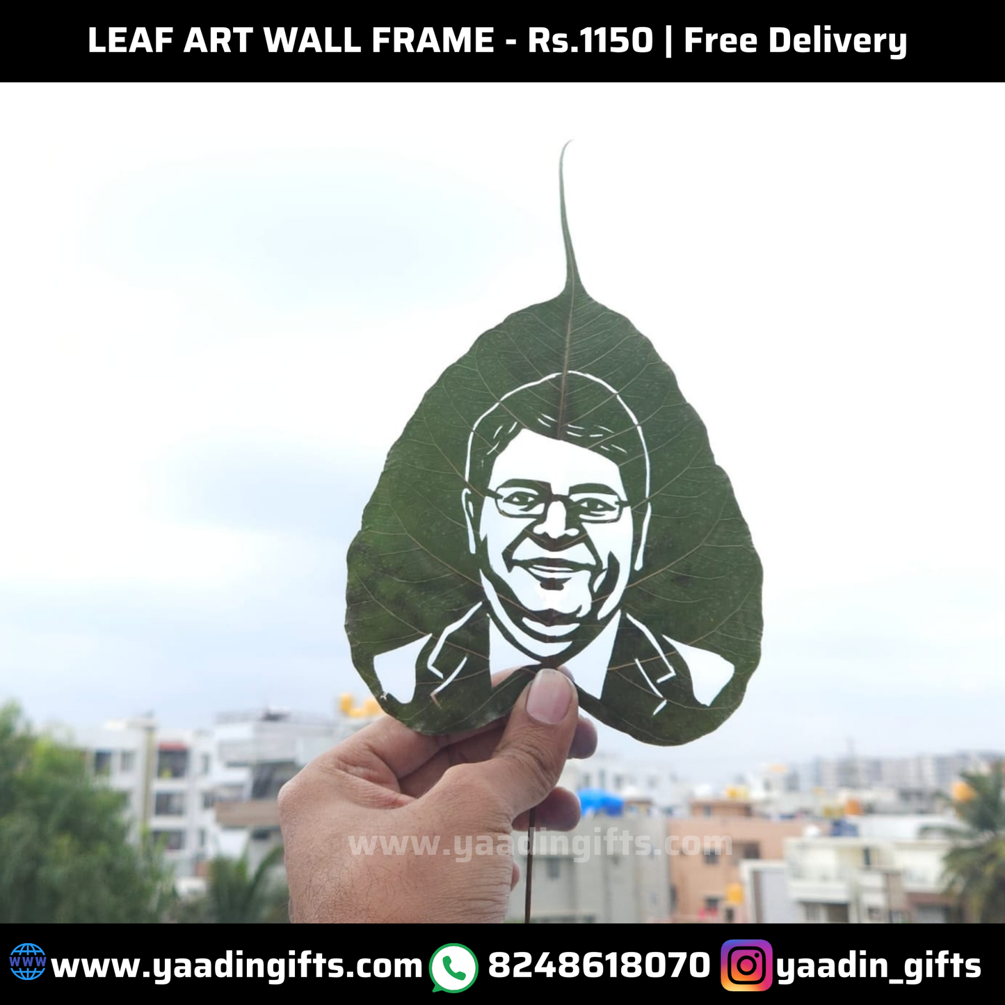 Leaf art with wall frame